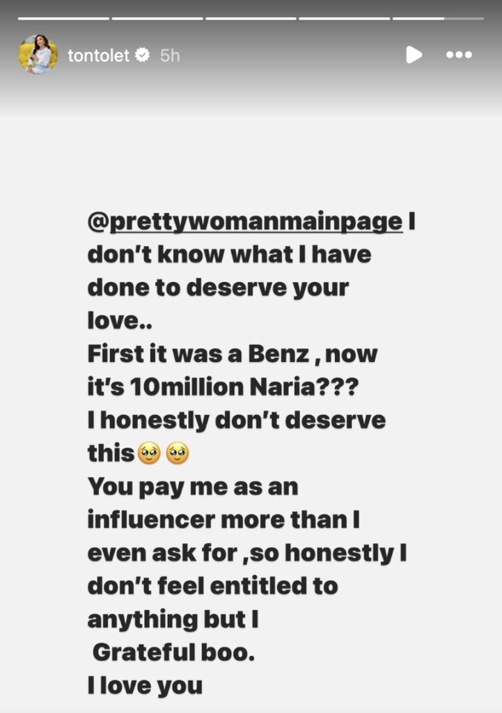 Tonto Dikeh overwhelmed after receiving ₦10M birthday gift